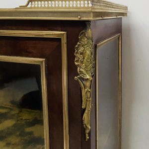 Vitrine d'époque Napoléon III en acajou et bronze, marqueteries, XIXe siècle