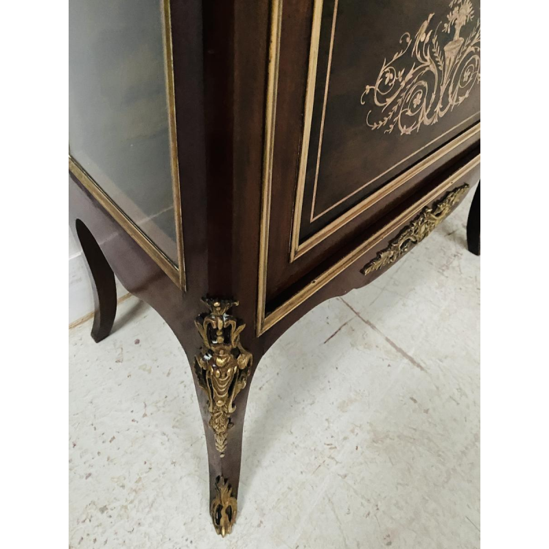 Napoleon III period display cabinet in mahogany and bronze, marquetry, 19th century