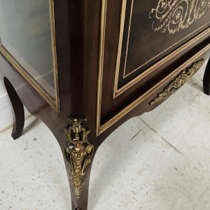 Napoleon III period display cabinet in mahogany and bronze, marquetry, 19th century