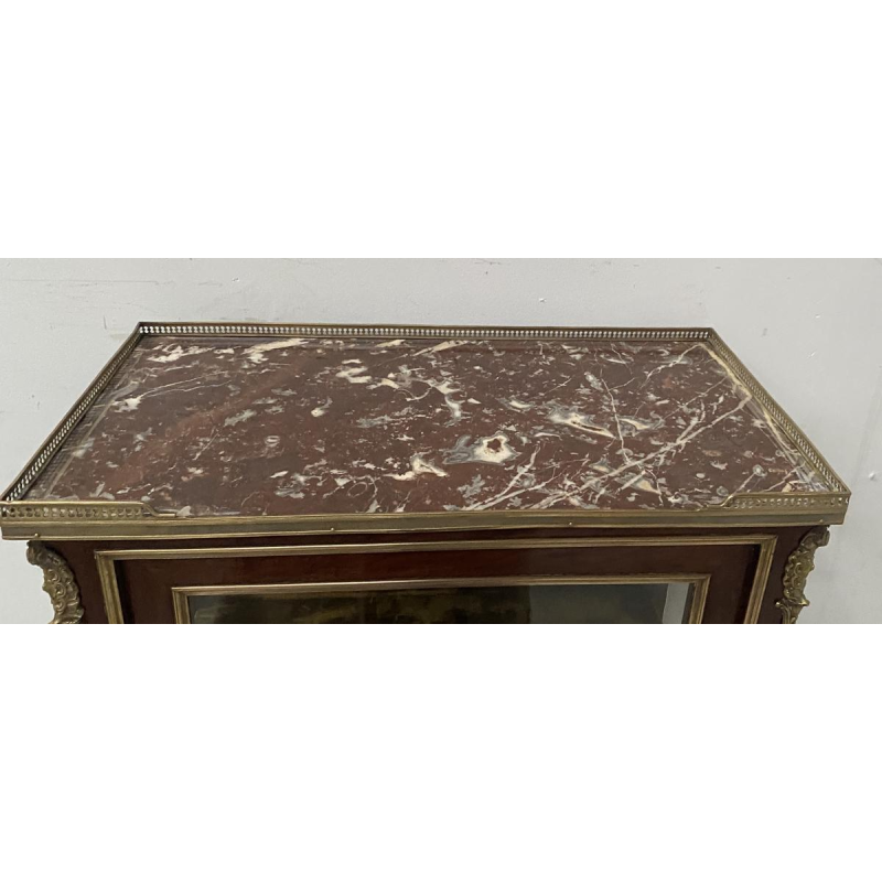 Napoleon III period display cabinet in mahogany and bronze, marquetry, 19th century