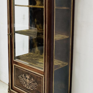Vitrine d'époque Napoléon III en acajou et bronze, marqueteries, XIXe siècle