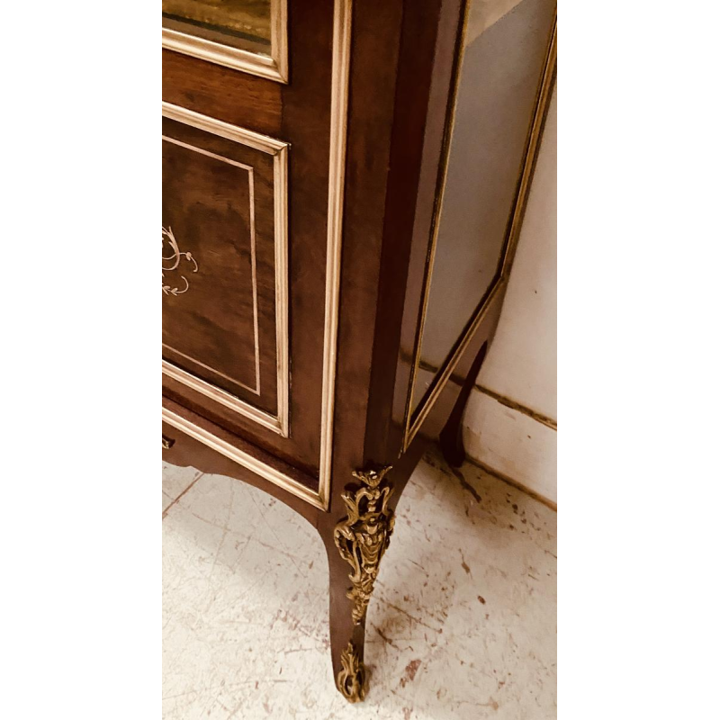Napoleon III period display cabinet in mahogany and bronze, marquetry, 19th century