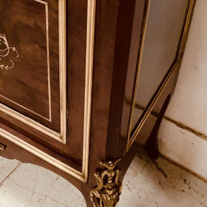 Napoleon III period display cabinet in mahogany and bronze, marquetry, 19th century