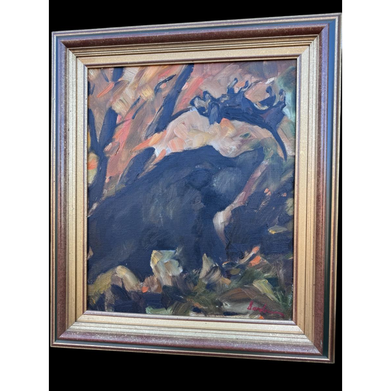 Milo DARDENNE “The Dog Swinged by the Boar” oil painting on canvas