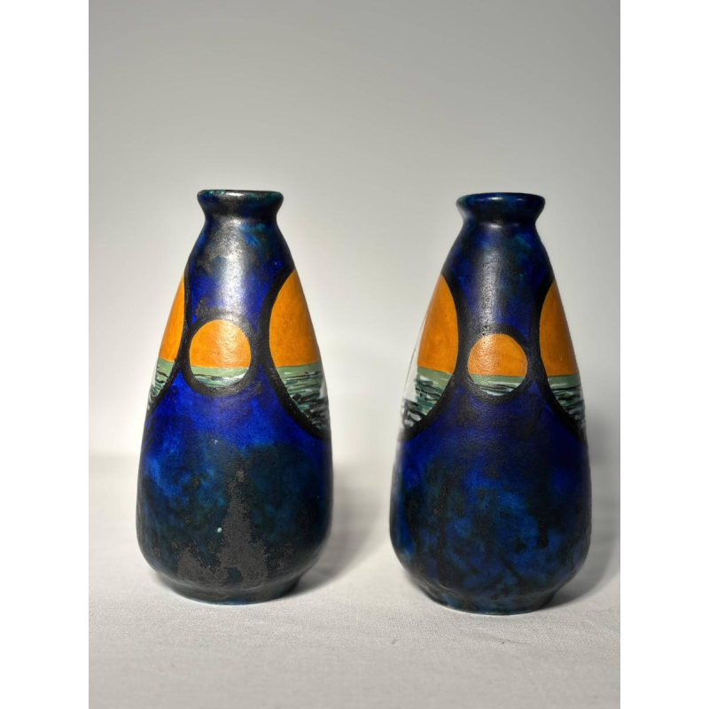 Louis DAGE - Pair of signed ceramic vases - Art Deco, circa 1925-1935