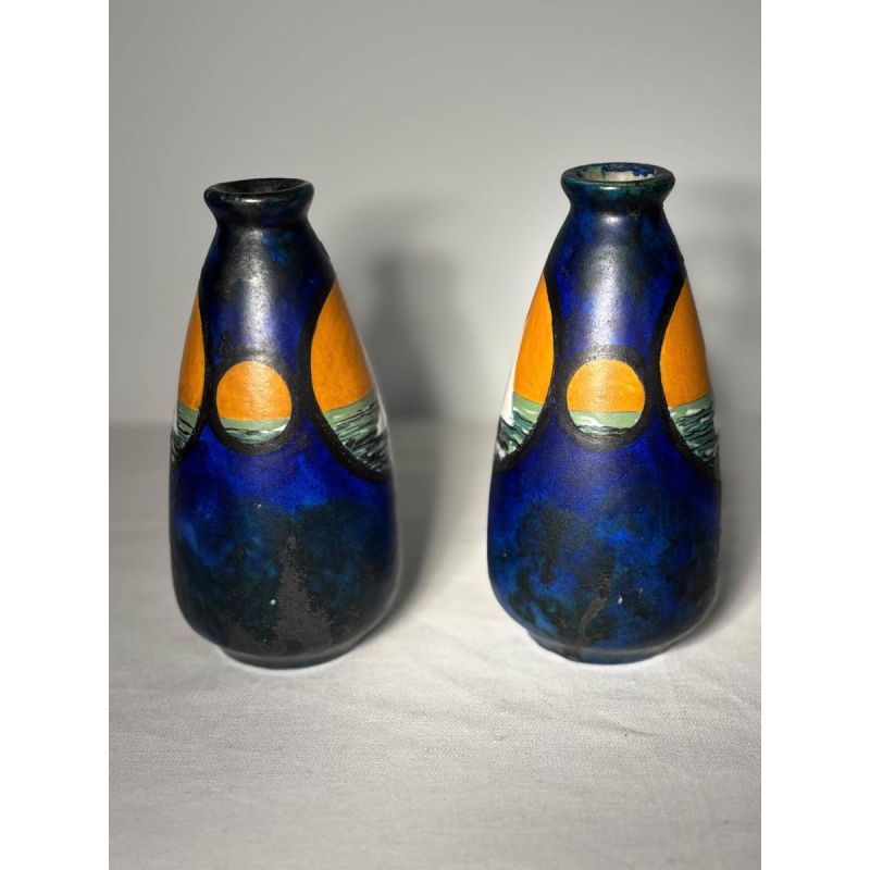 Louis DAGE - Pair of signed ceramic vases - Art Deco, circa 1925-1935