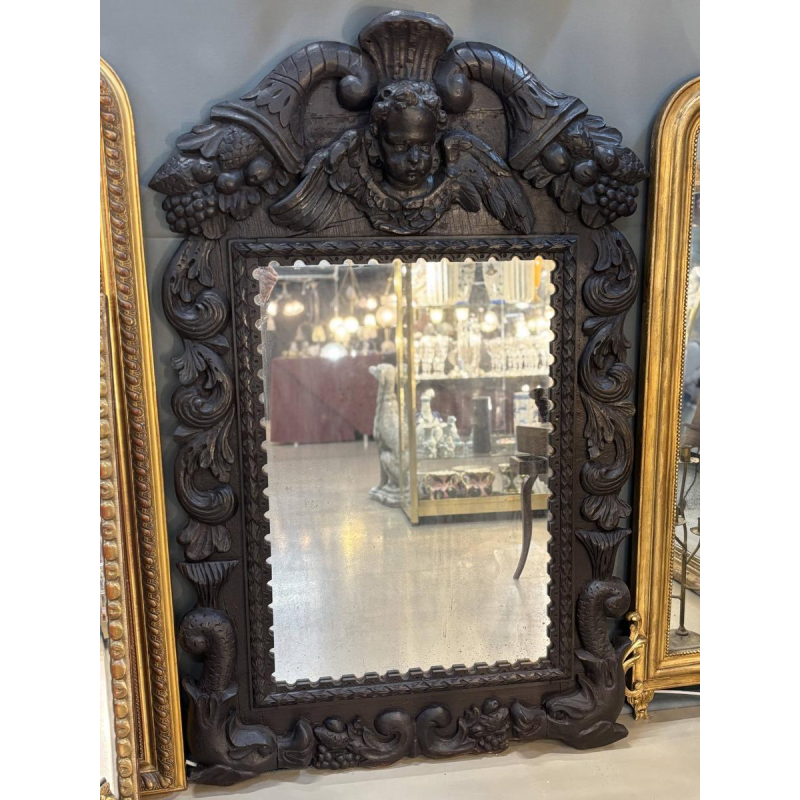 Decorative mirror with putto and dolphins - France or Germany - 18th century