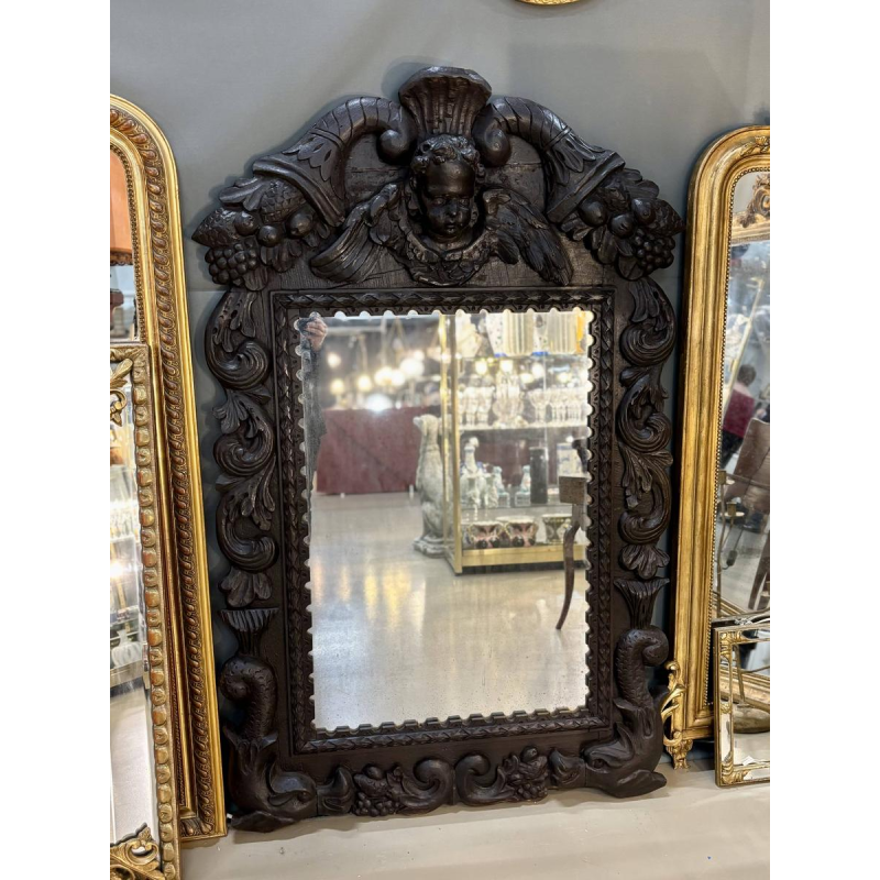 Decorative mirror with putto and dolphins - France or Germany - 18th century