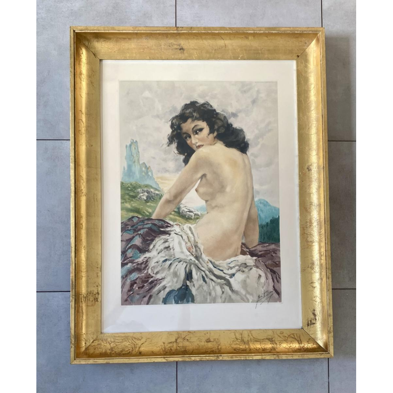 Yves Diey by Ducher and Mathieu in Paris "Nude Woman" lithograph on paper, copyright 1942