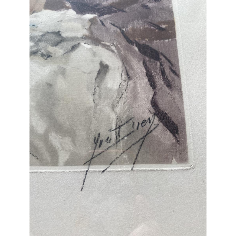 Yves Diey by Ducher and Mathieu in Paris "Nude Woman" lithograph on paper, copyright 1942