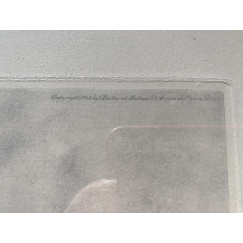 Yves Diey par Ducher et Mathieu à Paris "Femme nue" lithographie sur papier, copyright 1942