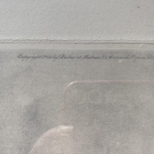 Yves Diey door Ducher en Mathieu in Parijs "Naakte vrouw", lithografie op papier, copyright 1942