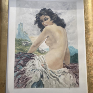 Yves Diey par Ducher et Mathieu à Paris "Femme nue" lithographie sur papier, copyright 1942