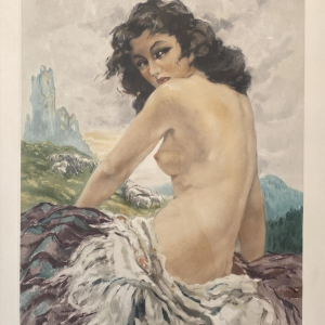 Yves Diey by Ducher and Mathieu in Paris "Nude Woman" lithograph on paper, copyright 1942