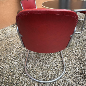 WILLEM HENDRIK GISPEN, gedekte tafel 3 fauteuils 413 slede Art Deco Bauhaus, stalen buisstructuur, ca 1930