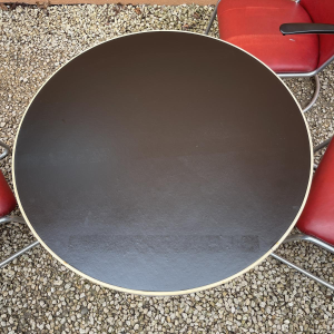 WILLEM HENDRIK GISPEN, gedekte tafel 3 fauteuils 413 slede Art Deco Bauhaus, stalen buisstructuur, ca 1930