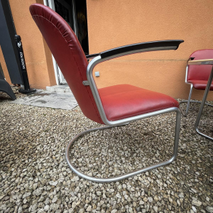WILLEM HENDRIK GISPEN, set of 3 Art Deco modernist armchairs, 413 style, cantilever steel tube frame, Bauhaus design, 1930s
