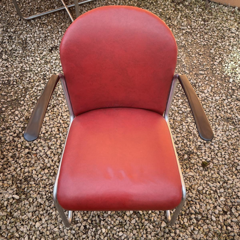 WILLEM HENDRIK GISPEN, set de 3 fauteuils 413 Art Déco moderniste, structure cantilever tube d'acier, design Bauhaus 1930s