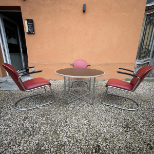 WILLEM HENDRIK GISPEN, set van 3 Art Deco modernistische fauteuils, 413-stijl, cantilever frame van stalen buizen, Bauhaus-desig