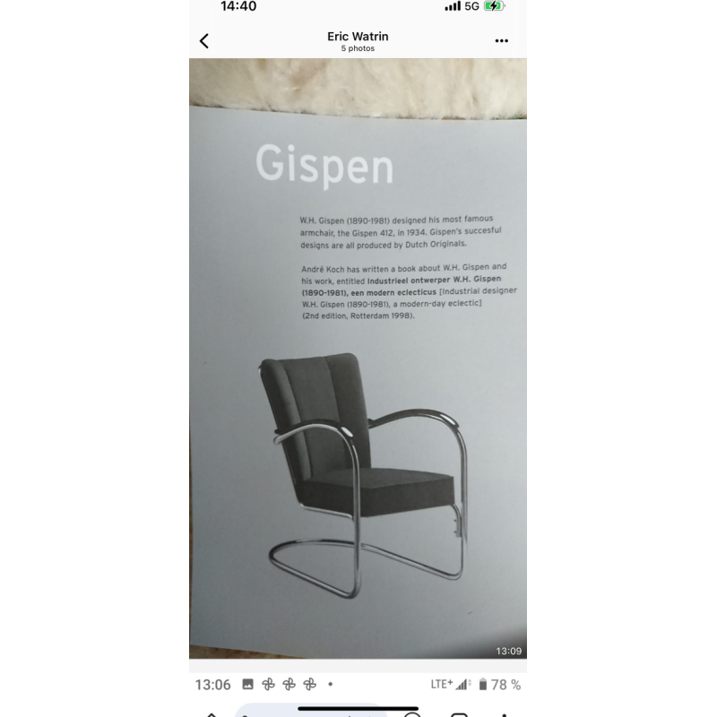 WILLEM HENDRIK GISPEN, set de 3 fauteuils 413 Art Déco moderniste, structure cantilever tube d'acier, design Bauhaus 1930s