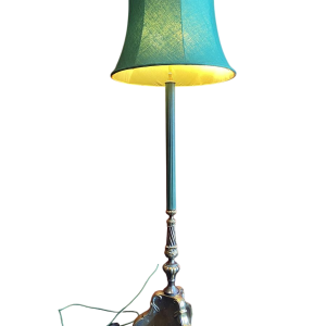 Lampadaire en bronze classique, abat-jour en soie Ashoka Silk, tissu tendu doublé soie China Habotai