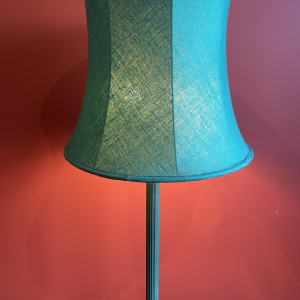 Classic bronze floor lamp, Ashoka Silk lampshade, stretched fabric lined with China Habotai silk