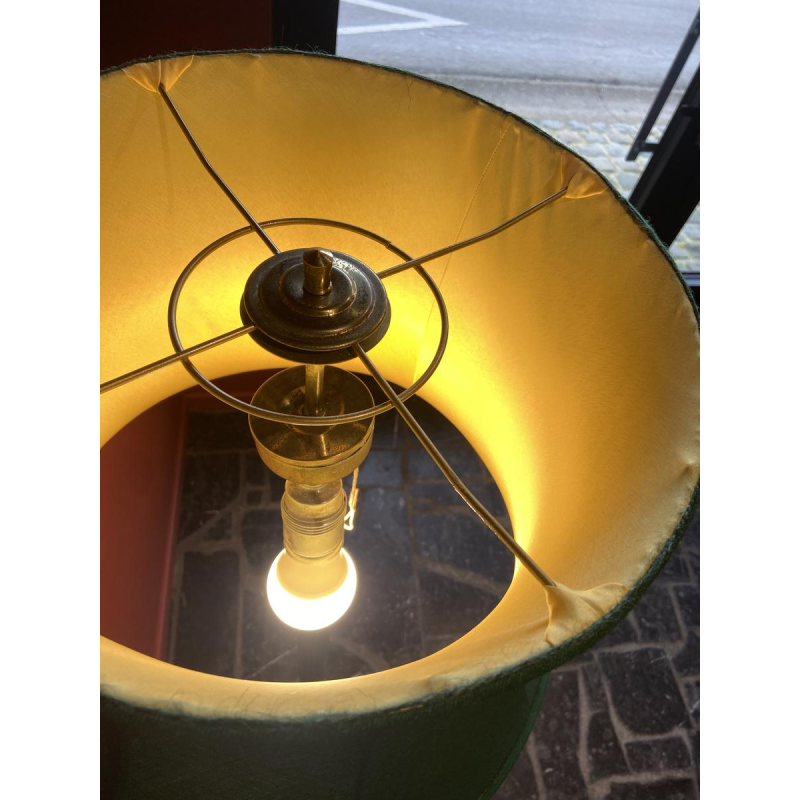 Classic bronze floor lamp, Ashoka Silk lampshade, stretched fabric lined with China Habotai silk