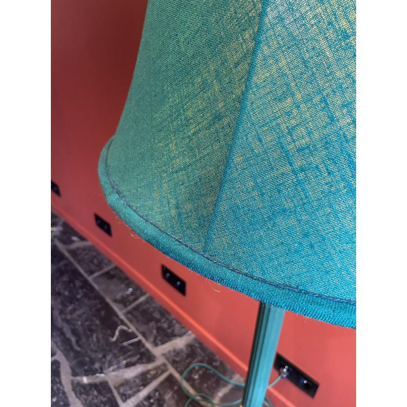 Classic bronze floor lamp, Ashoka Silk lampshade, stretched fabric lined with China Habotai silk