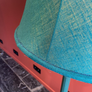 Classic bronze floor lamp, Ashoka Silk lampshade, stretched fabric lined with China Habotai silk