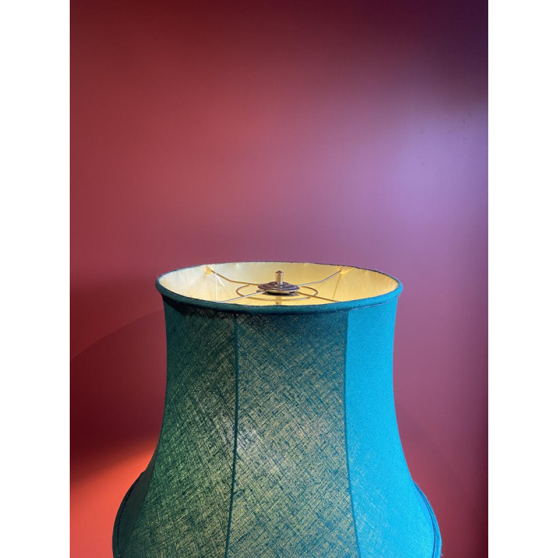 Classic bronze floor lamp, Ashoka Silk lampshade, stretched fabric lined with China Habotai silk