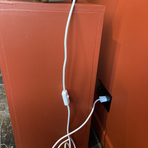 Table lamp, beige marble stucco base, Houles fringed lampshade, contemporary handcrafted work