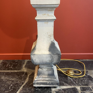 "Column Balustrade" table lamp in terracotta, Ashoka Silk lampshade, handcrafted