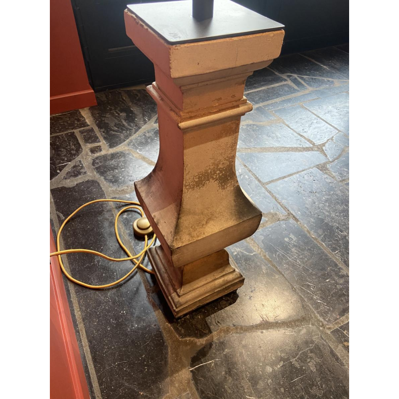 "Column Balustrade" table lamp in terracotta, Ashoka Silk lampshade, handcrafted