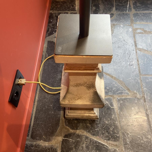 "Column Balustrade" table lamp in terracotta, Ashoka Silk lampshade, handcrafted