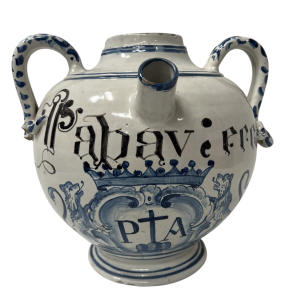 Blue and white earthenware vase with handles, 19th century