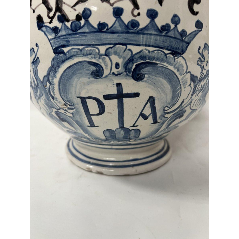 Vase à anses en faïence blanc bleu, XIXᵉ siècle