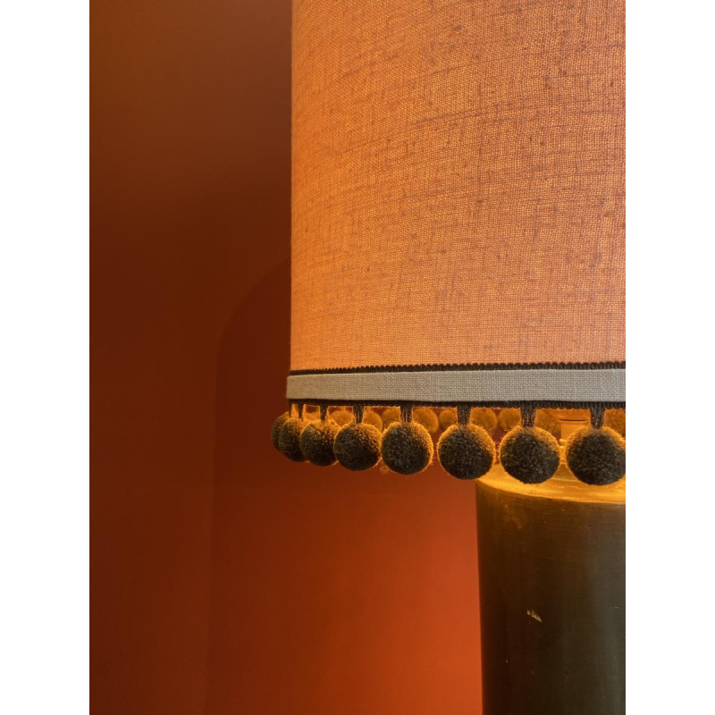 Copper "hot water bottle" lamp with Ashoka Silk lampshade and tassels from HOULES