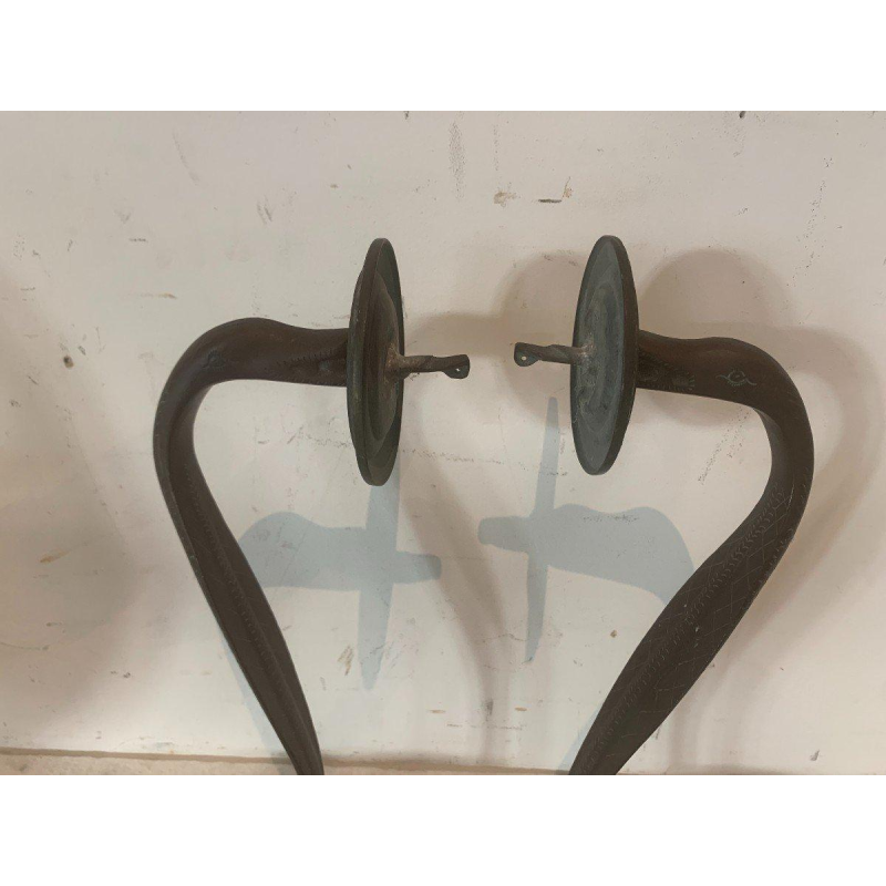 Pair of Art Deco "Snakes" wall sconces, solid bronze, 20th century