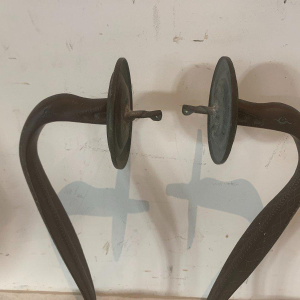 Pair of Art Deco "Snakes" wall sconces, solid bronze, 20th century