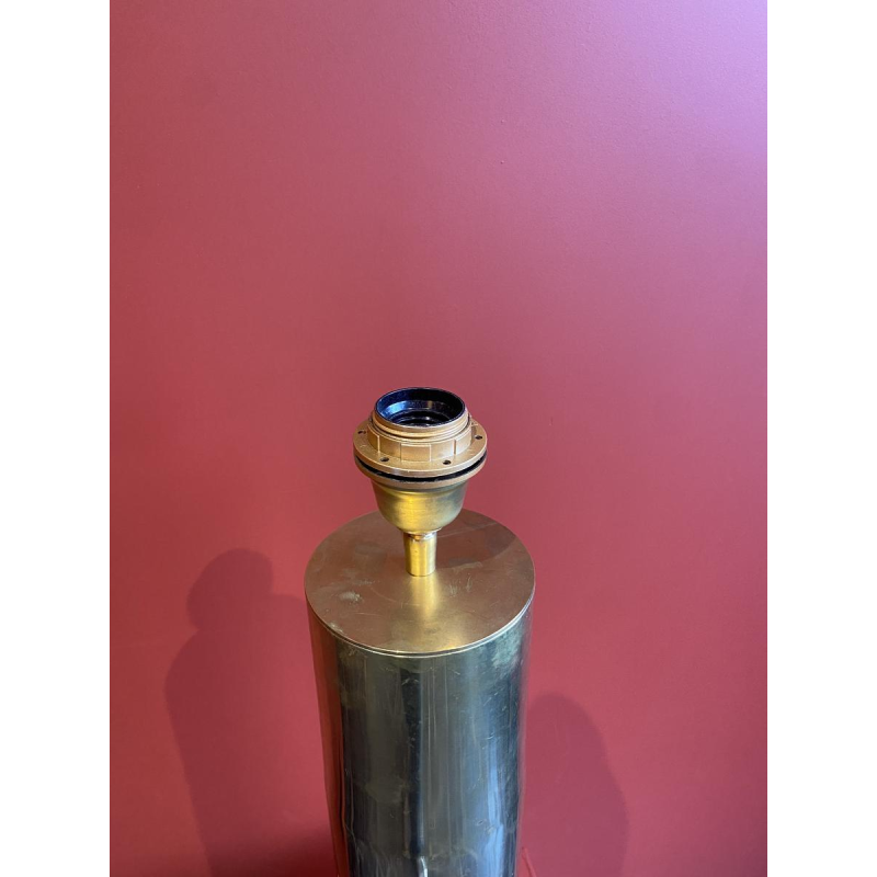 Lampe à poser "Douille d'obus Magdeburg allemande" 1ère Guerre Mondiale, abat-jour lin motif Venise