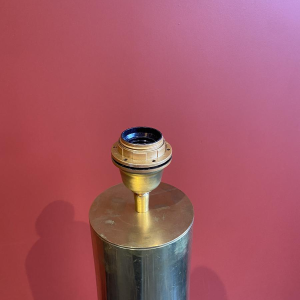 Lampe à poser "Douille d'obus Magdeburg allemande" 1ère Guerre Mondiale, abat-jour lin motif Venise