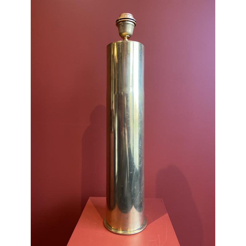 Table lamp "German Magdeburg shell casing" World War I, linen lampshade with Venice pattern