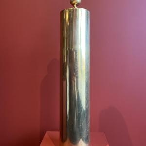 Table lamp "German Magdeburg shell casing" World War I, linen lampshade with Venice pattern