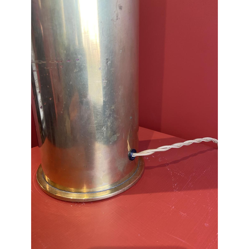 Tafellamp "Duitse Magdeburg granaathuls" Eerste Wereldoorlog, linnen lampenkap met Venetiaans patroon