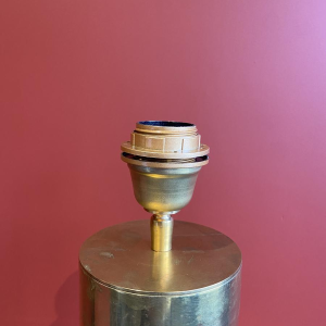 Lampe à poser "Douille d'obus Magdeburg allemande" 1ère Guerre Mondiale, abat-jour lin motif Venise