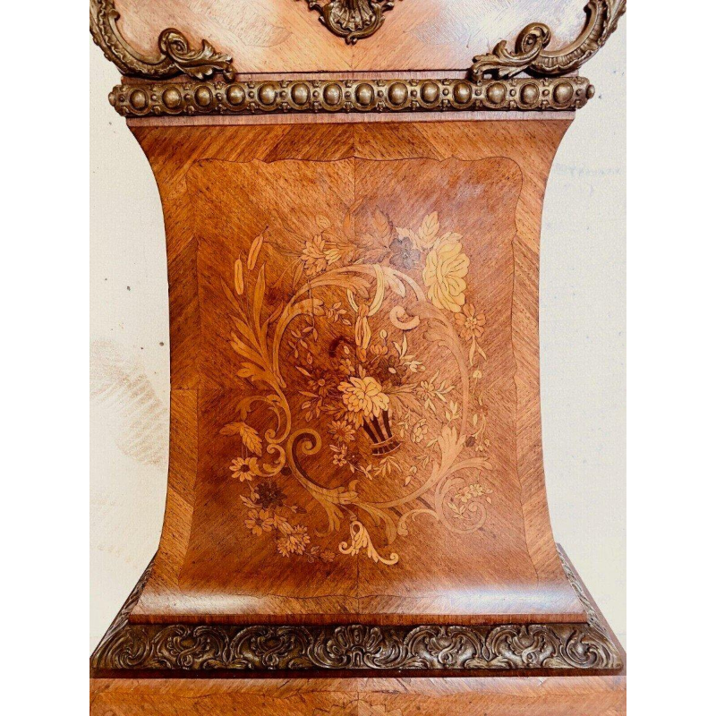 Louis XV style regulator clock, curved wood, marquetry veneer, 20th century