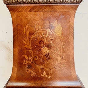 Louis XV style regulator clock, curved wood, marquetry veneer, 20th century