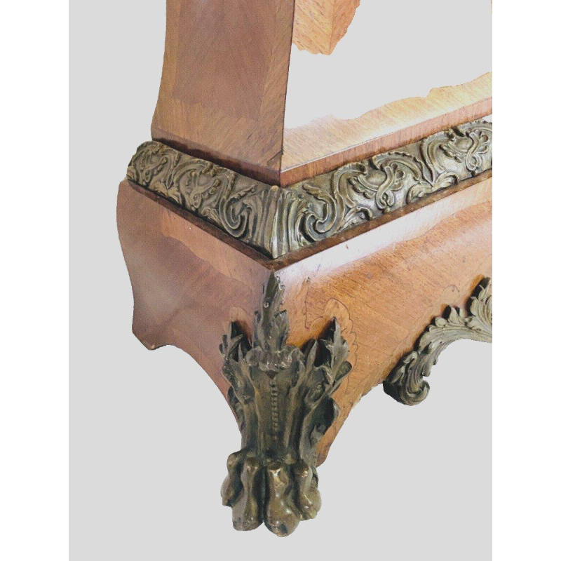 Louis XV style regulator clock, curved wood, marquetry veneer, 20th century