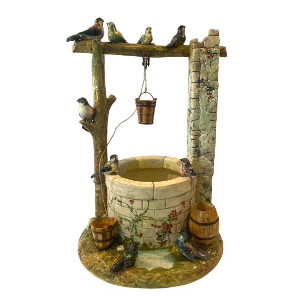 Delphin Massier voor Vallauris "Vogelput", polychrome keramische sculptuur, begin 20e eeuw