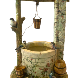 Delphin Massier pour Vallauris "Puits aux oiseaux" sculpture céramique polychrome, début XXe siècle